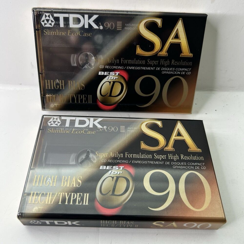 TDK SA90 High Resolution Audio Cassette Tape  90min High Bias Type II 2 Tapes